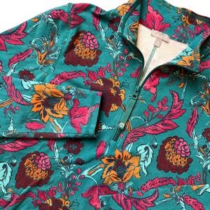 T‎ by Talbots Modal French Terry Half-Zip Pullover in Everglades Multi Size XS